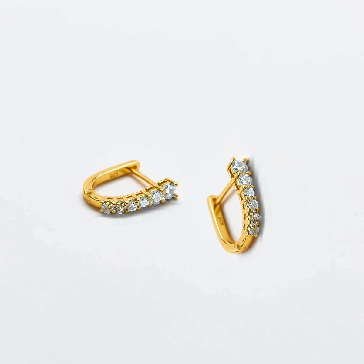 Gold Vermeil White Cz Huggie Hoop Earrings - Proper