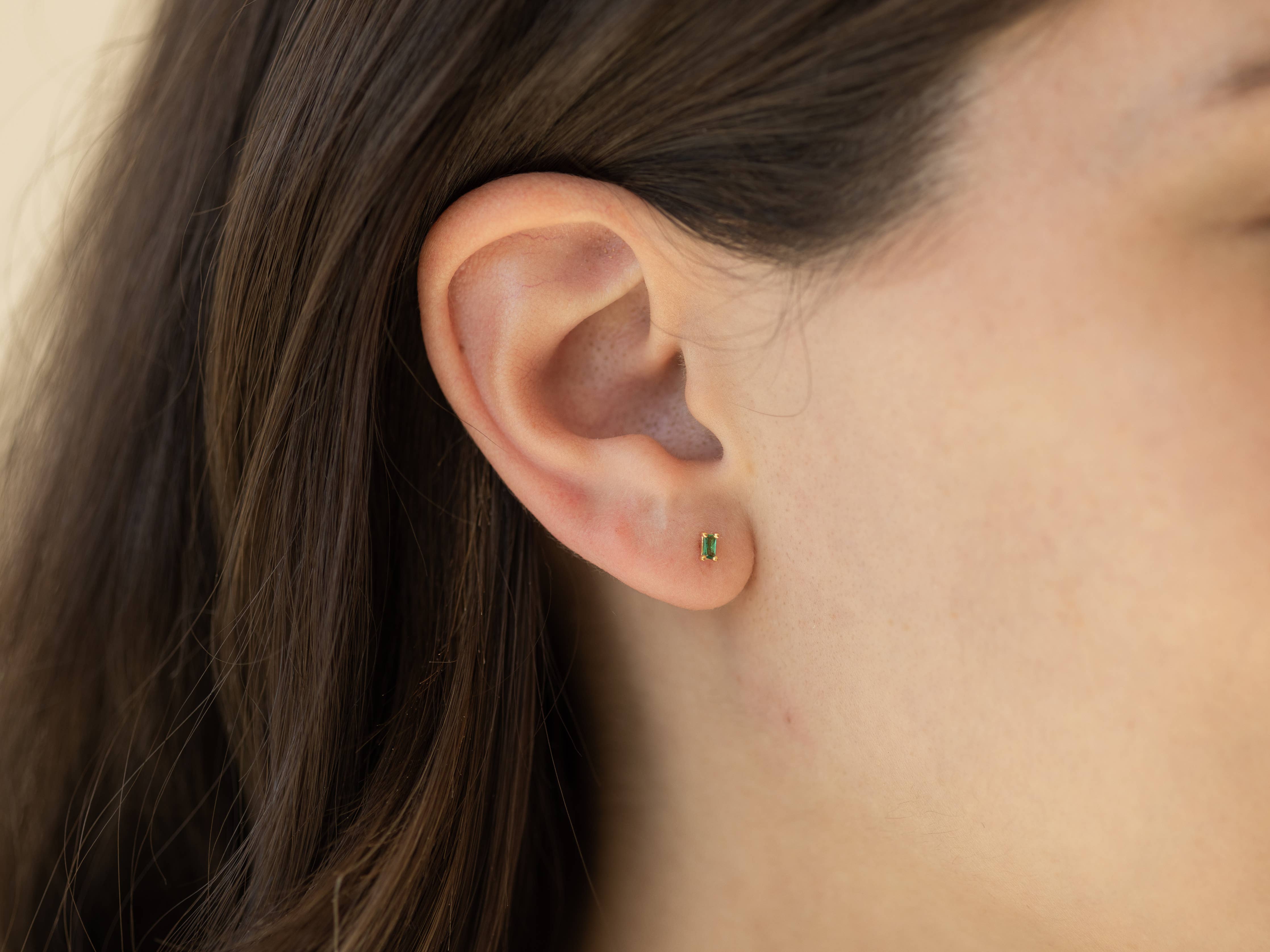 Dara Emerald CZ Baguette Earrings - Proper