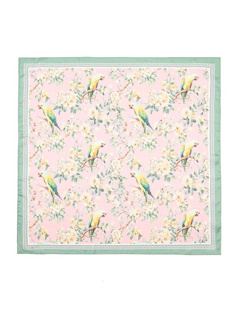 FLORAL BIRD PRINT SILKY FEEL BANDANA SCARF | 40SC641 - Proper