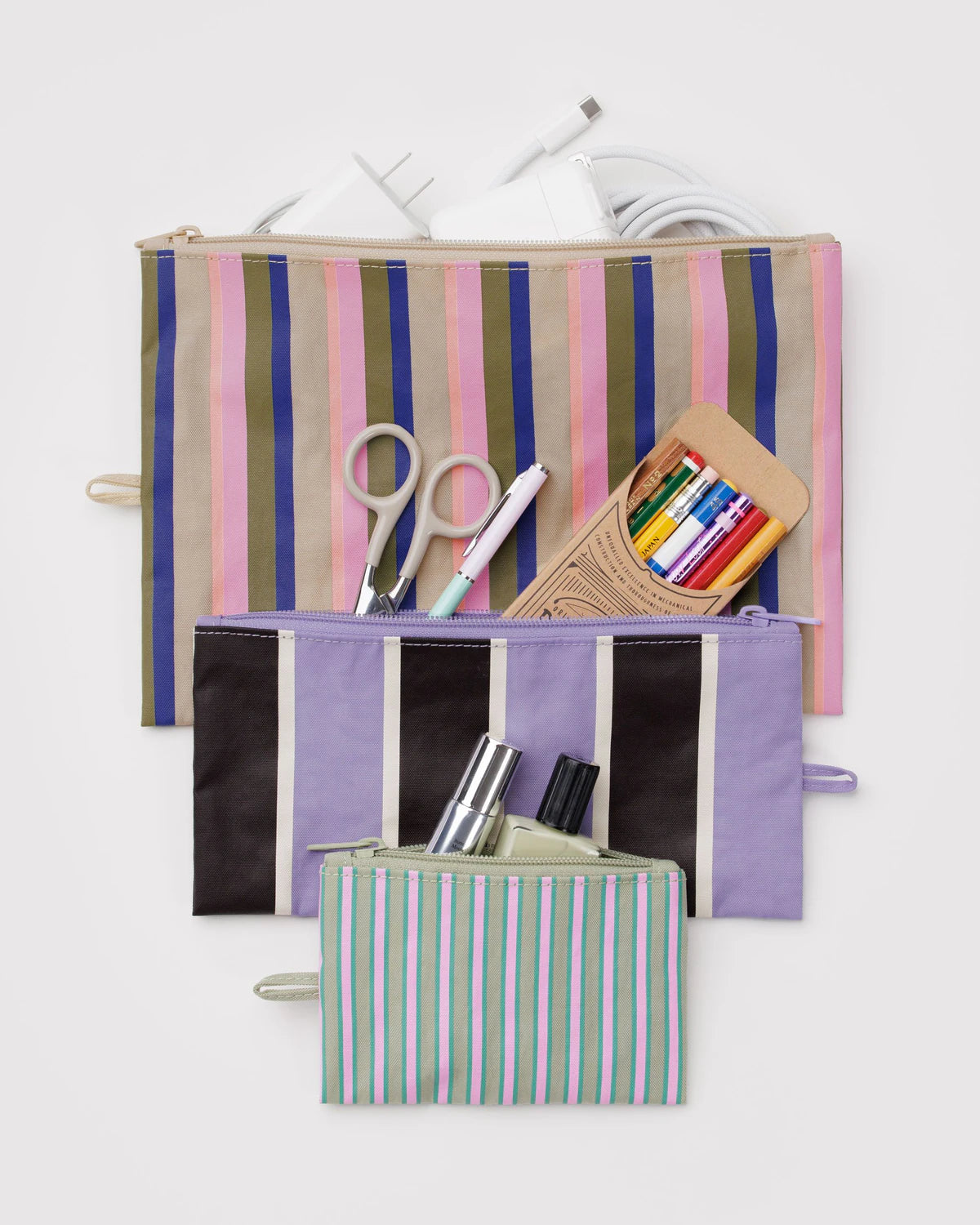 Baggu Flat Pouch Set - Candy Shop Stripes - Proper