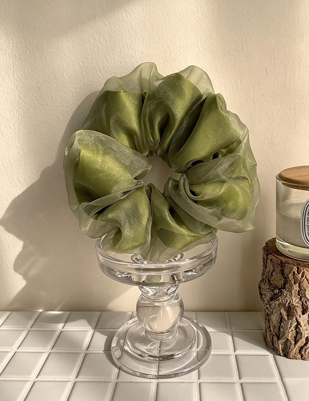 Double Layer Satin Mesh Scrunchie