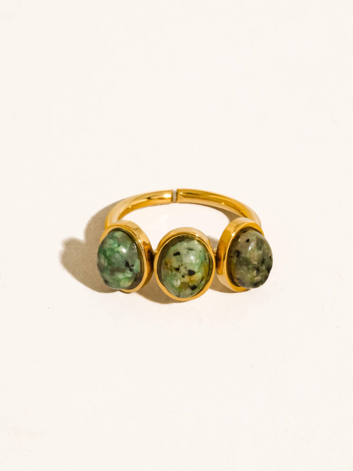 Sorrel 18K Gold Non-Tarnish Green Stone Triple Ring - Proper