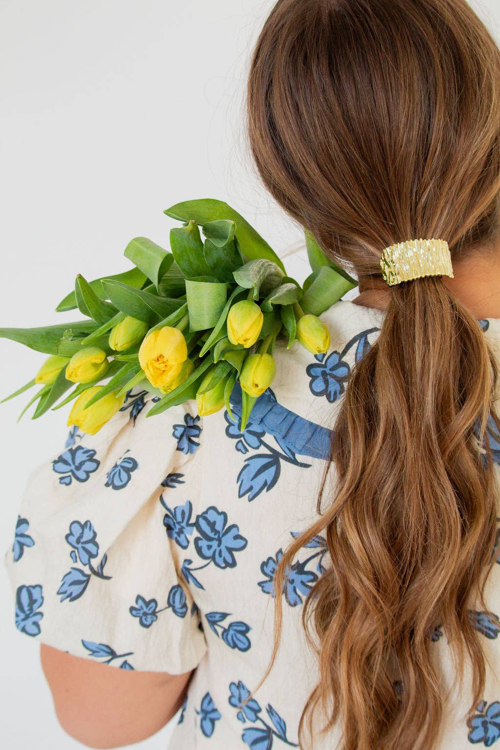 Gold Ruffled Bar Ponytail Cuff - Proper