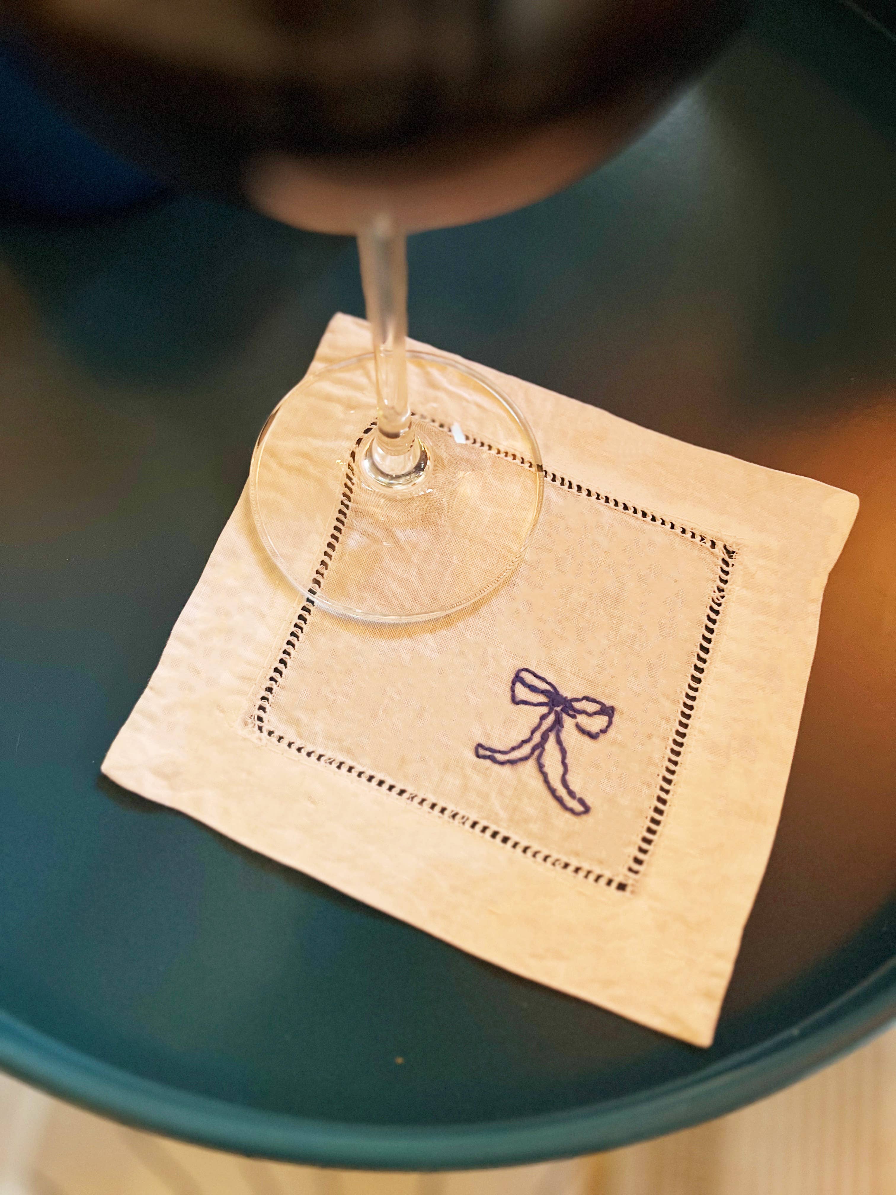 Ribbon Bow Napkins Embroidery Kit - Proper