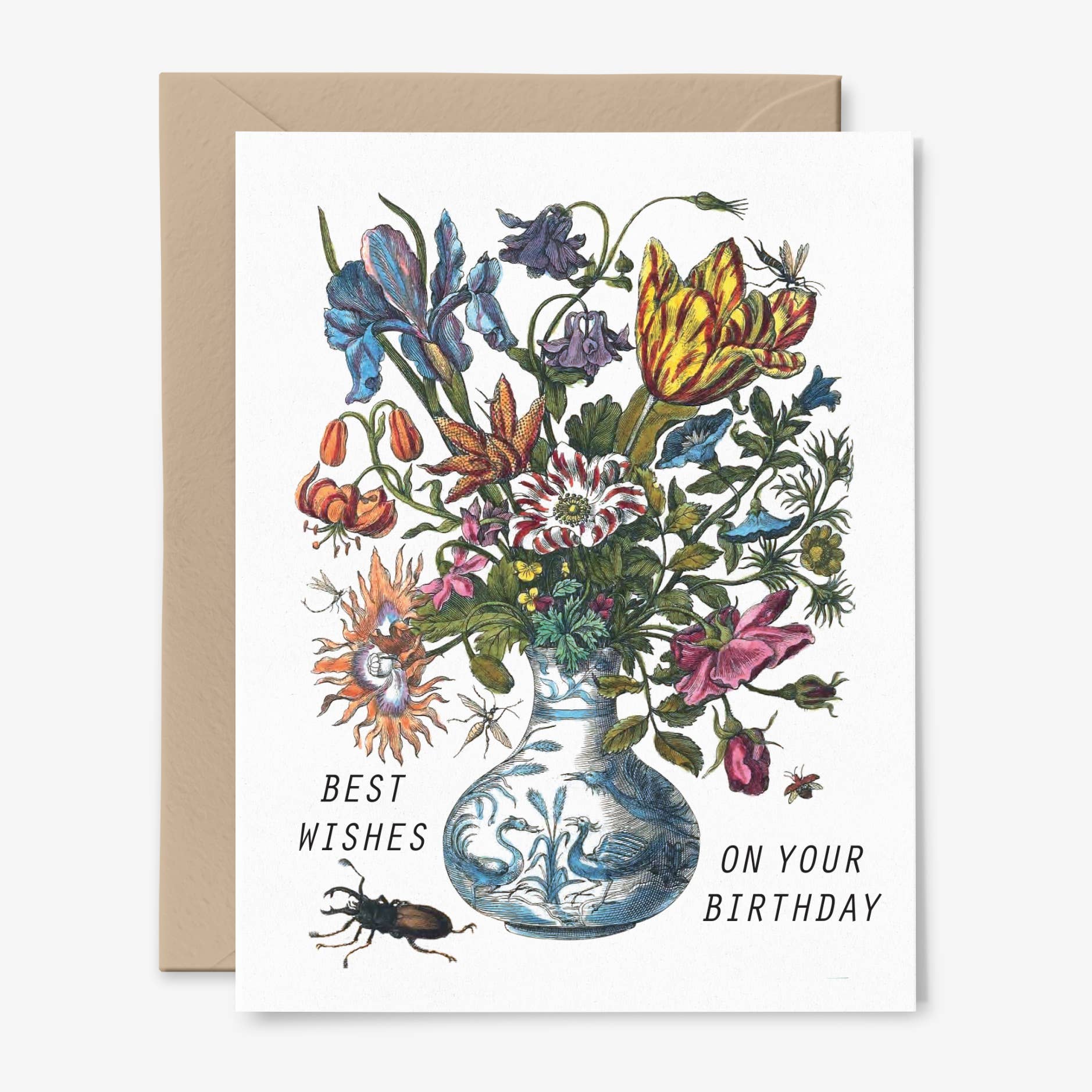 Best Wishes Birthday Card - Vintage Floral - Proper