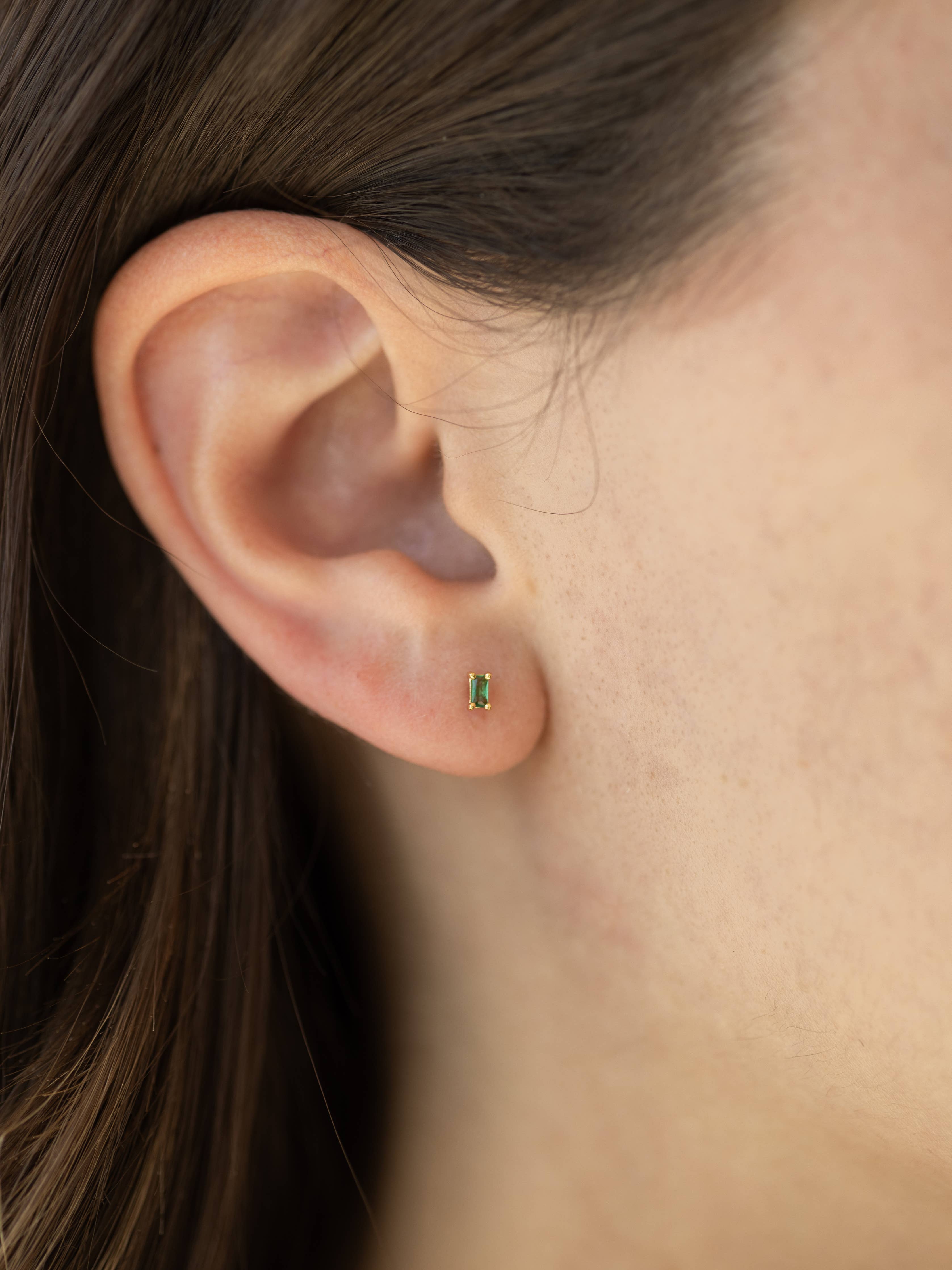 Dara Emerald CZ Baguette Earrings - Proper
