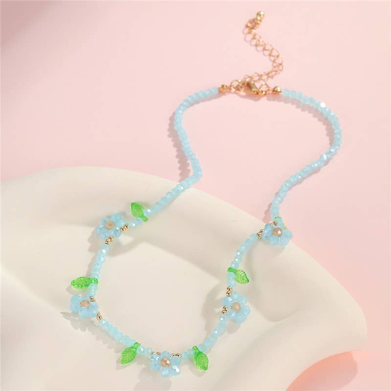 Beaded Flower Chain Necklace