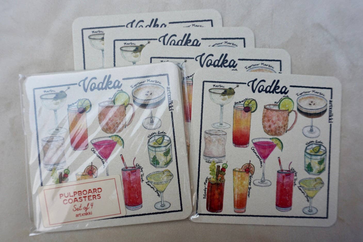 Classic Vodka Cocktail Coaster Set of 4