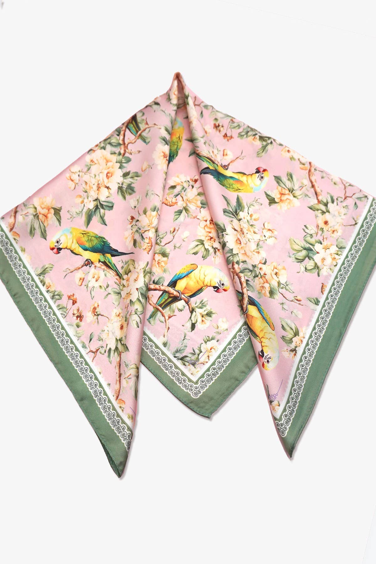 FLORAL BIRD PRINT SILKY FEEL BANDANA SCARF | 40SC641 - Proper