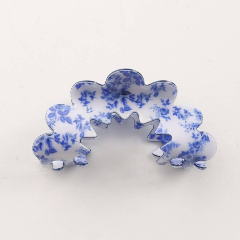 Blue + White Half Moon Claw Clip - Proper