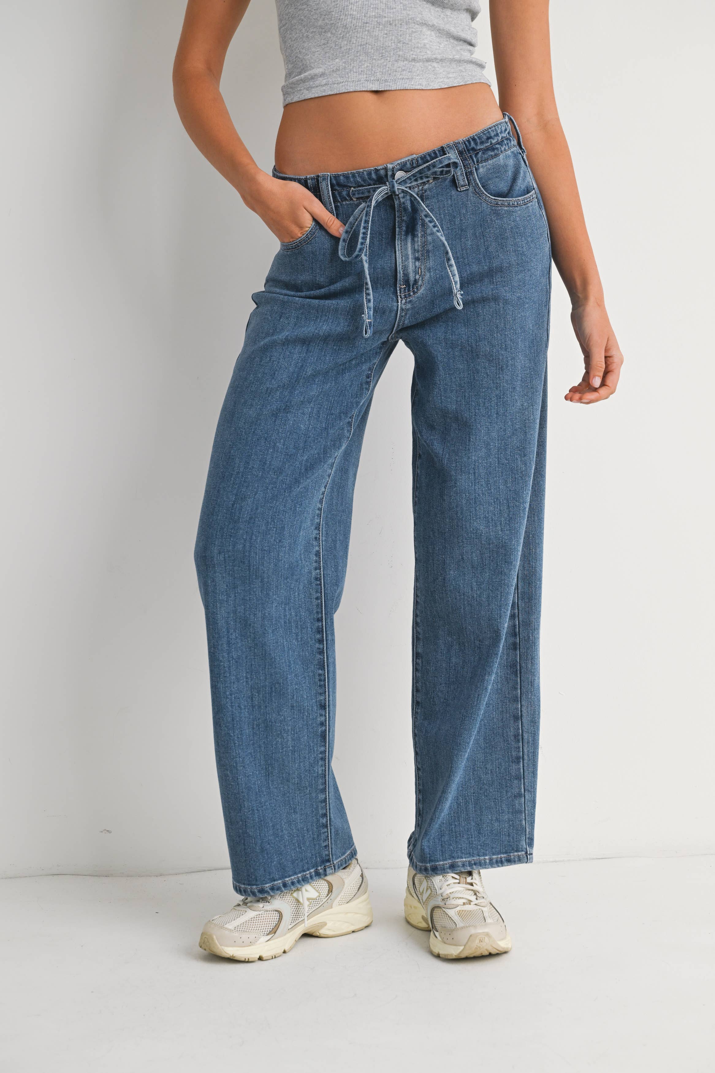Drawstring Wide Leg Jeans - Proper