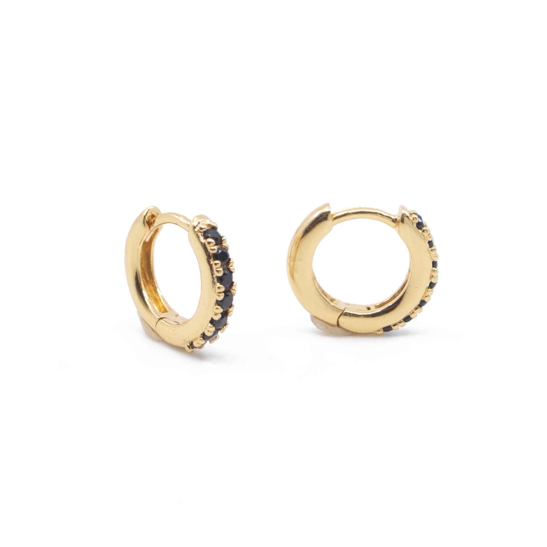 Black CZ Huggie Hoops - Proper
