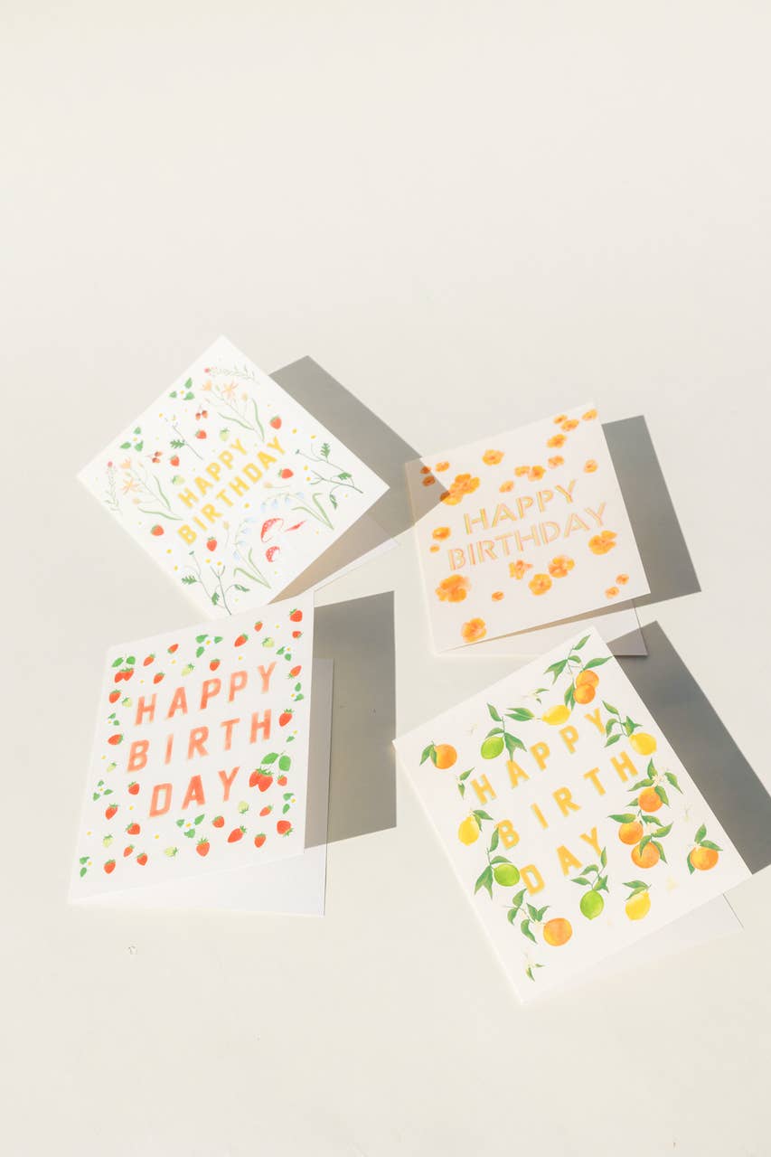 Strawberries Birthday Card - Proper