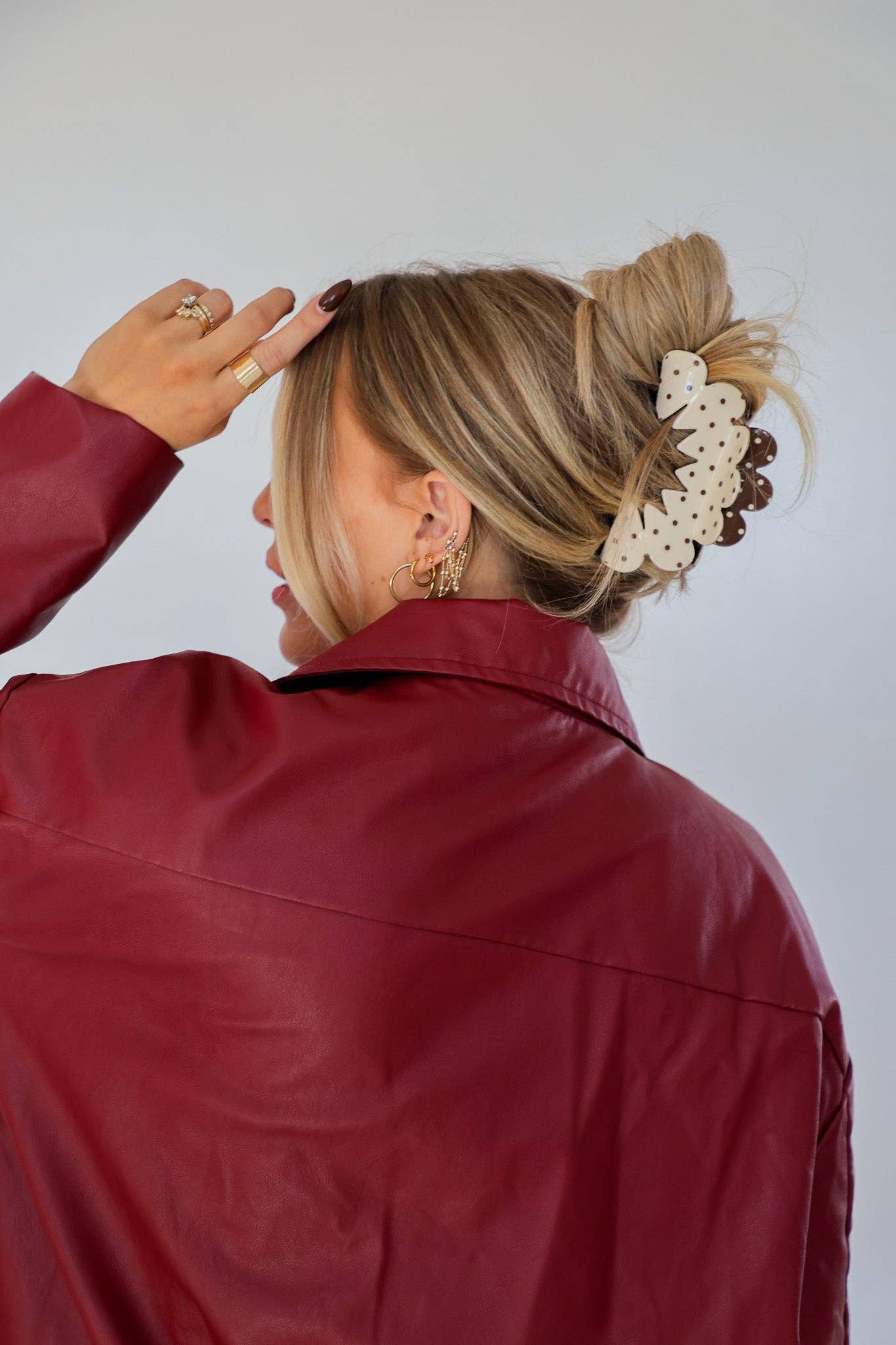 Brown & Cream Petal Arch Claw Clip - Proper