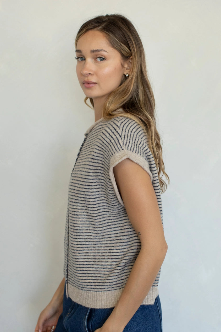 Striped Piper Vest Cardigan