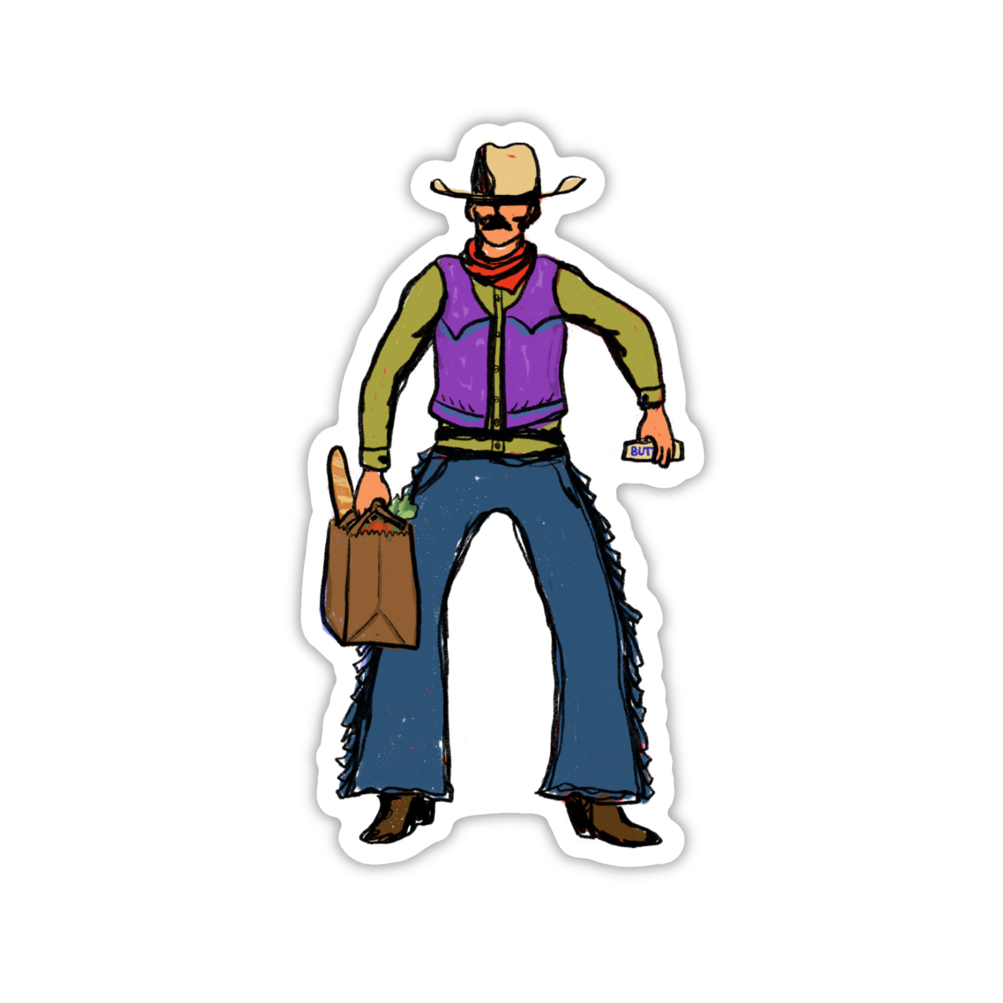Grocery Cowboy Die-Cut Sticker