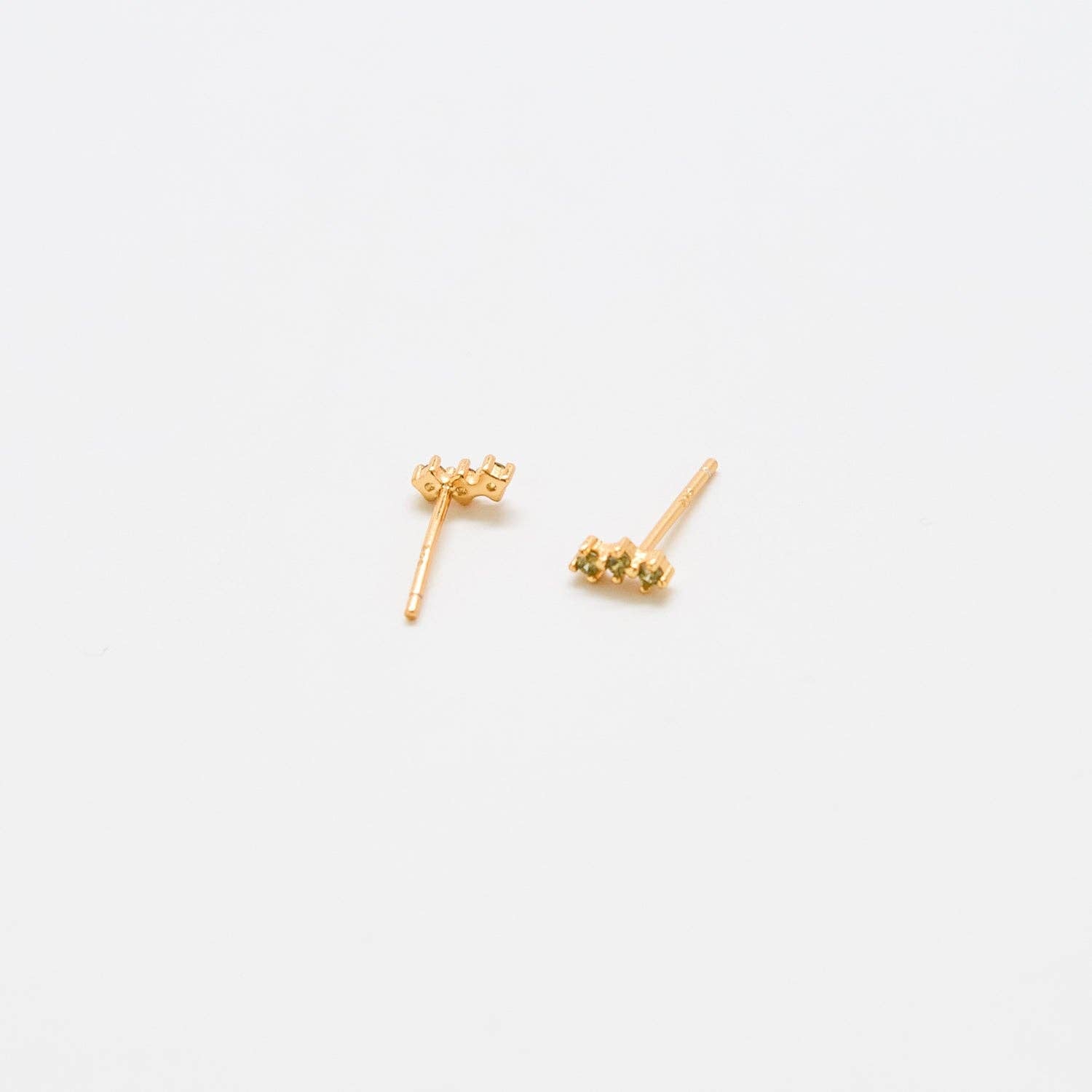 Green Olive Gold Bar Earrings - Proper