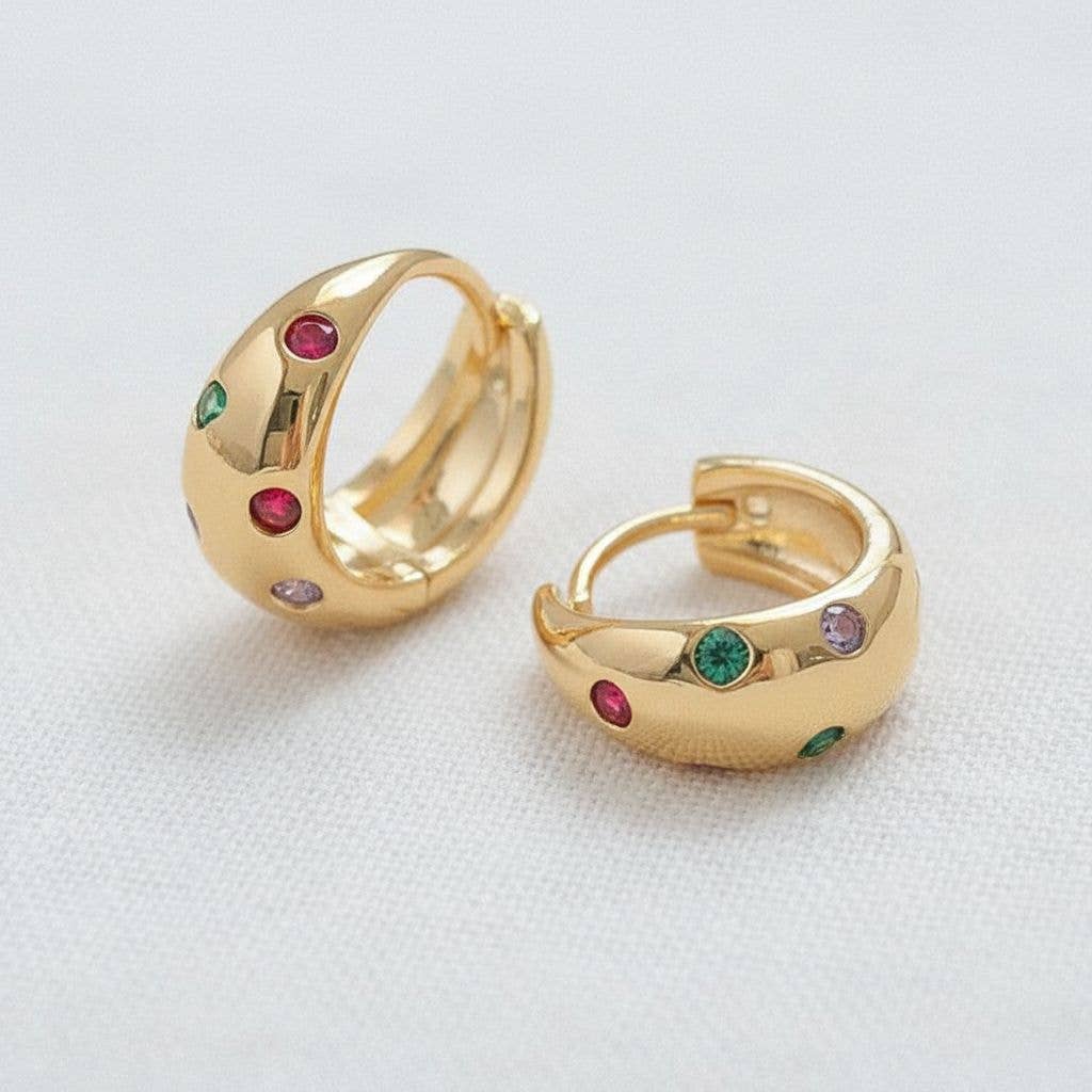Chic Gemstone Hoop Earrings
