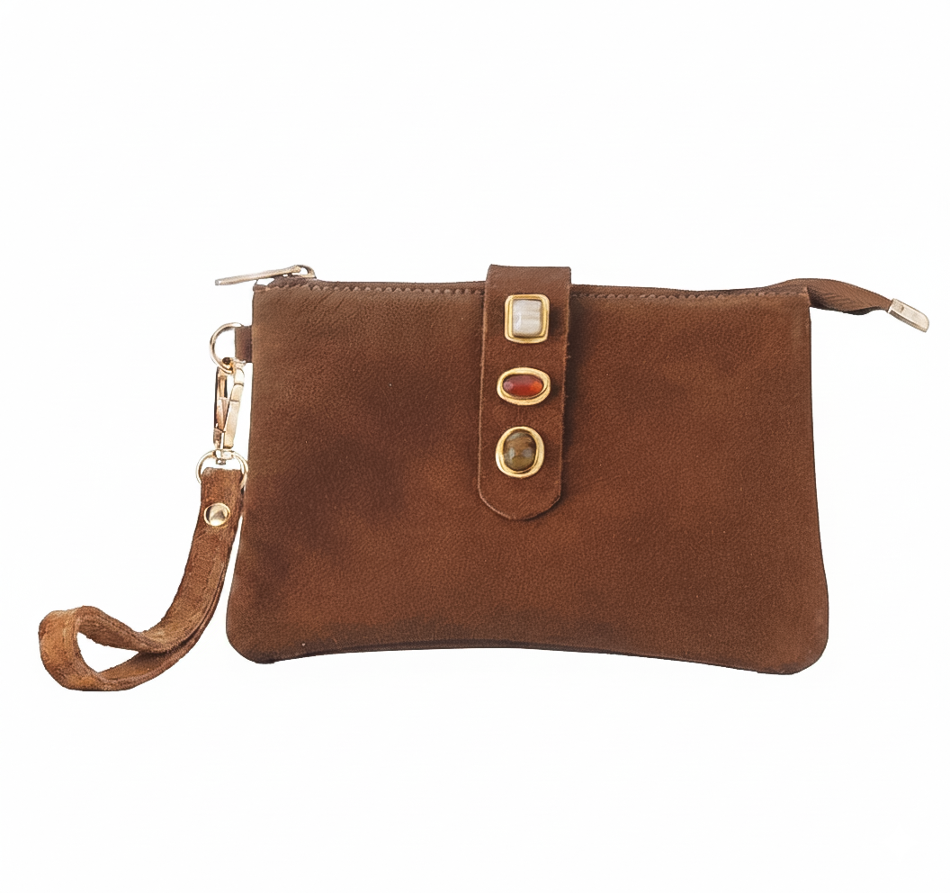 Gemstone Suede Wristlet