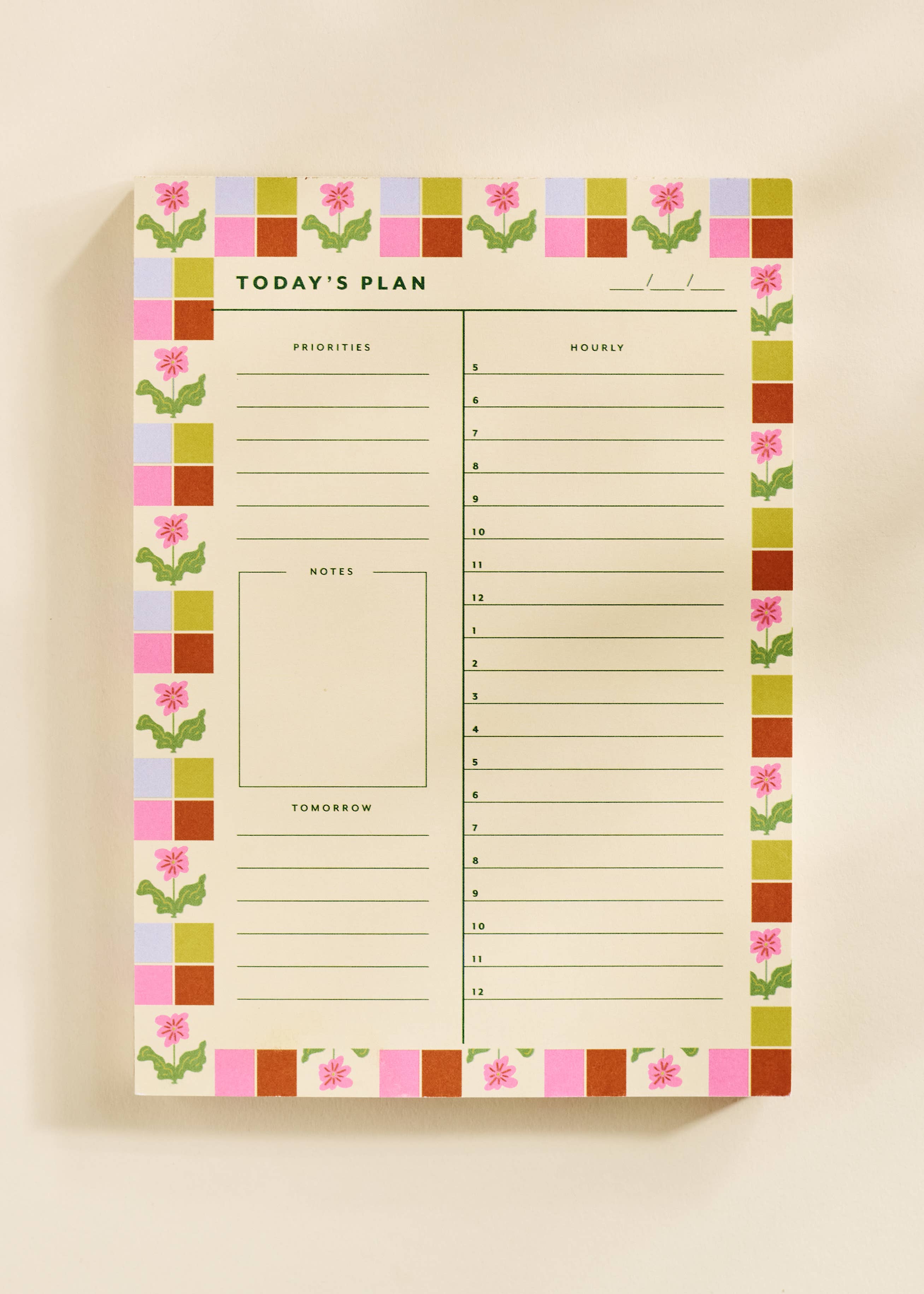 Checkered Flower Daily Planner Notepad - Proper