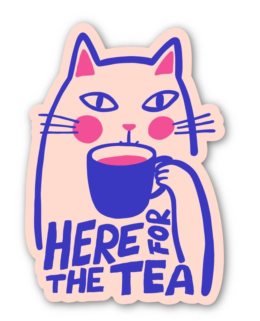 Here for the Tea Cat Sticker