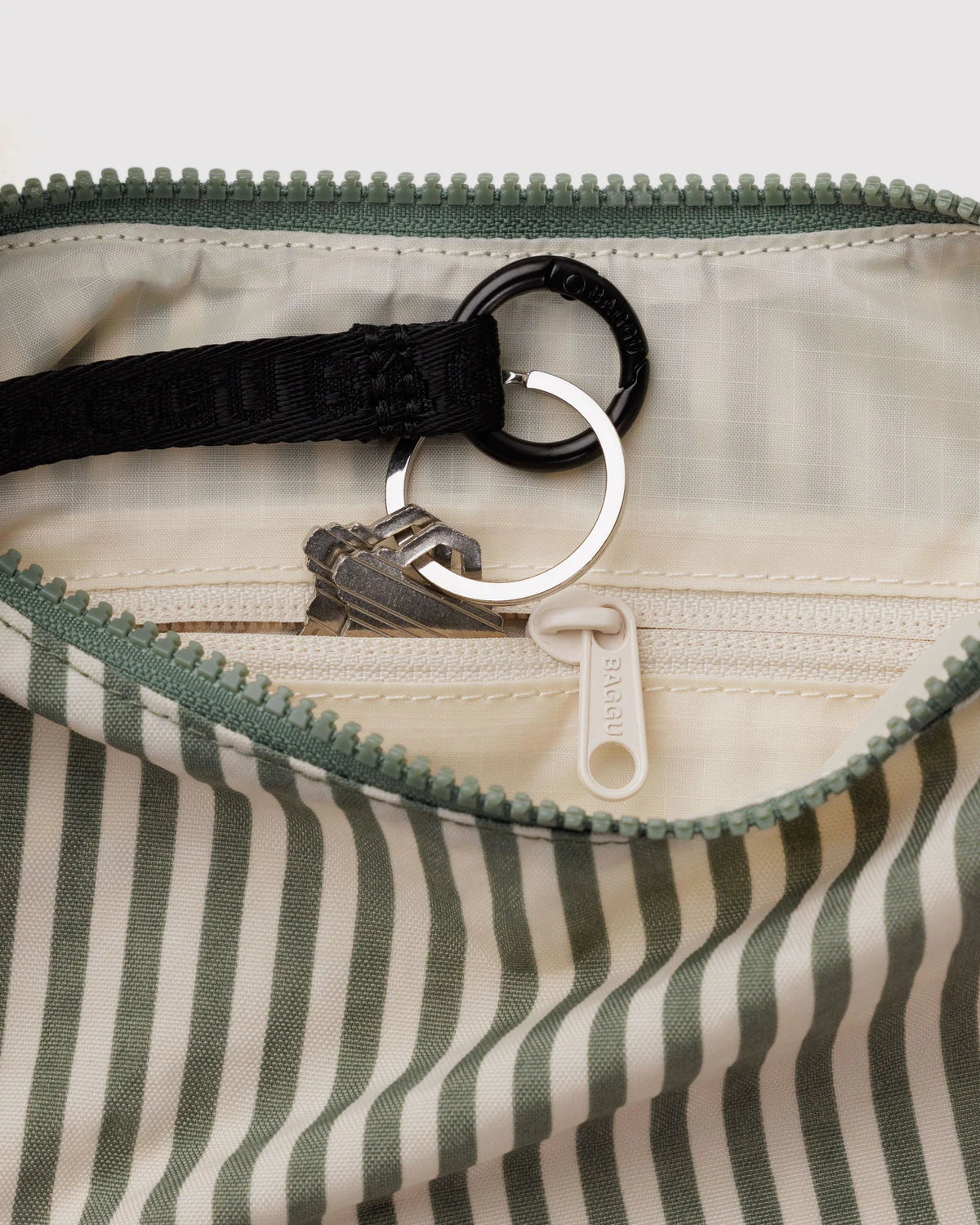 Baggu Small Nylon Crescent Bag - Sage Stripe - Proper