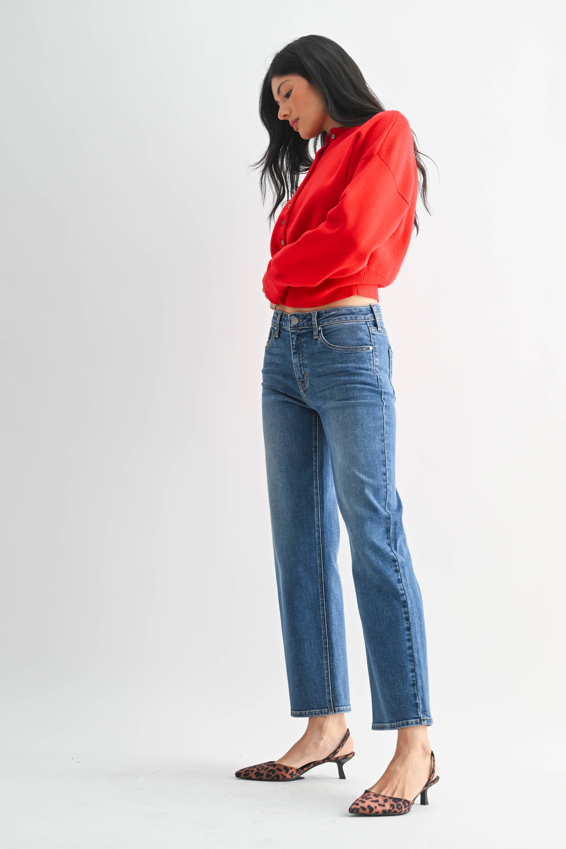 Mid Rise Slim Wide Leg Jeans - Proper