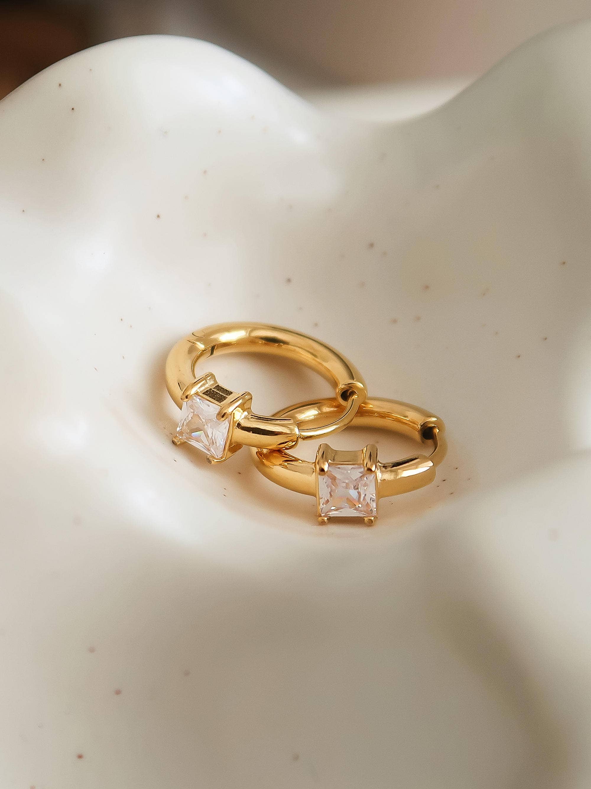 Adhara 18K Gold Non-Tarnish CZ Huggie Earrings - Proper