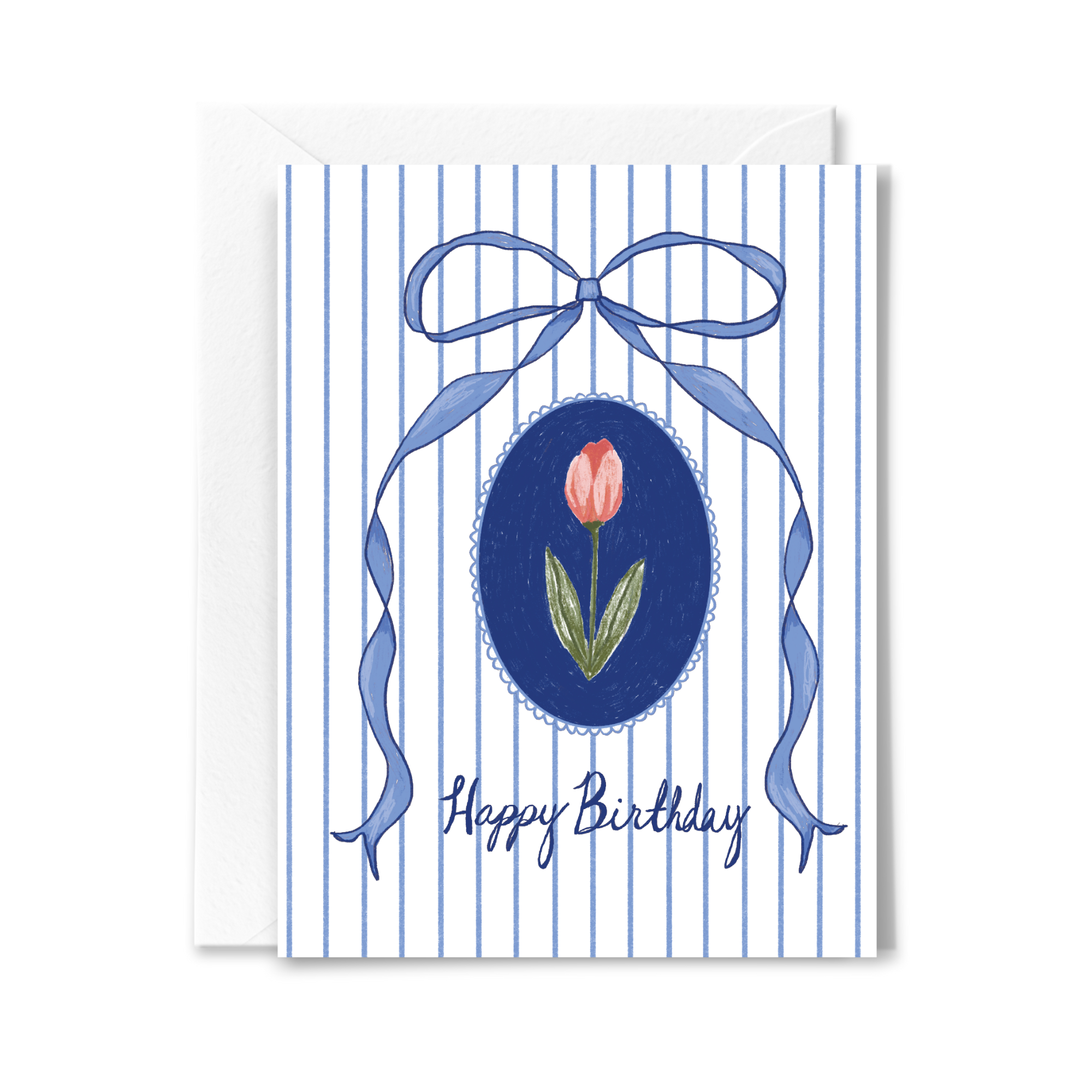 Bow and Tulip Birthday Card - Proper
