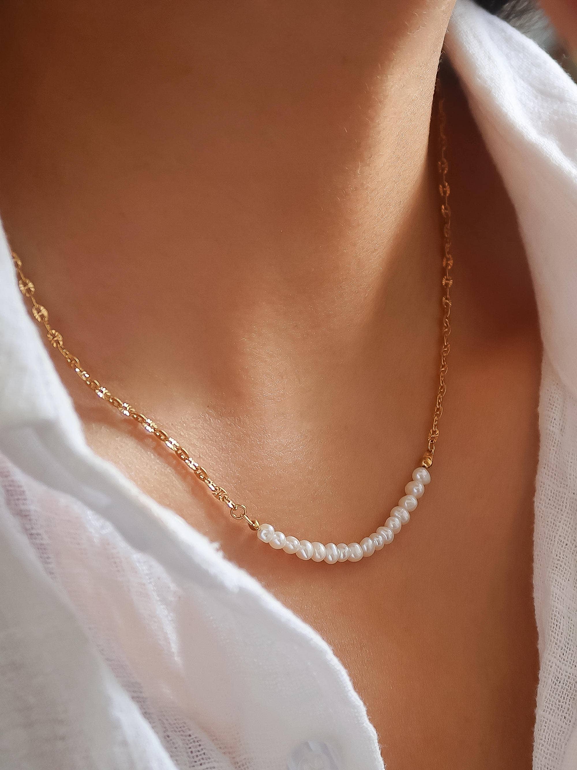 Margaux 18K Gold Non-Tarnish Freshwater Pearl Chain Necklace - Proper
