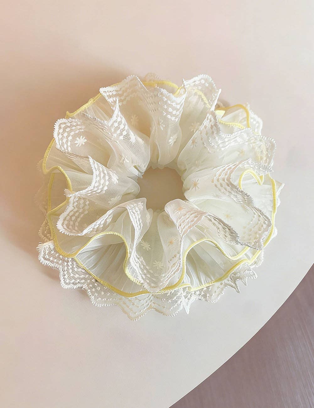 Embroidered Voluminous Tulle Lace Scrunchie 8BK6HSR04 - Proper