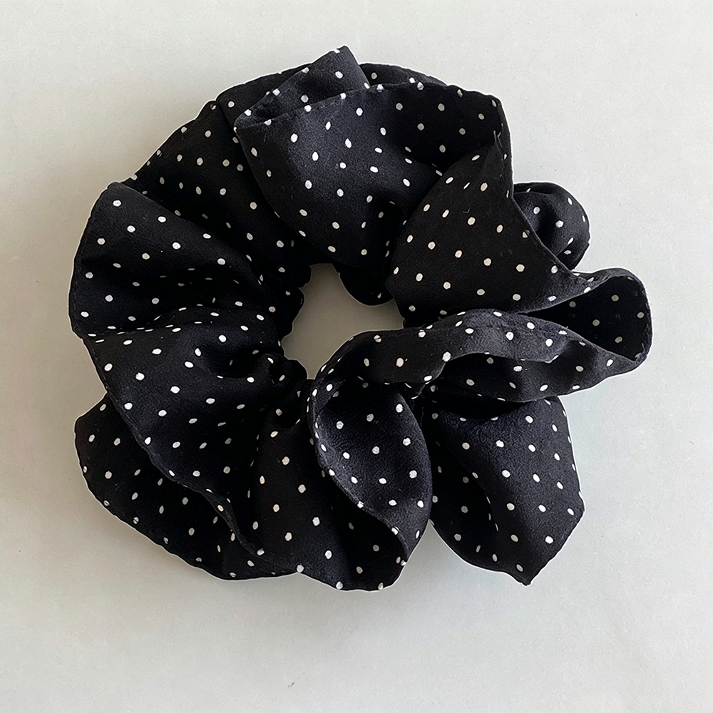 Polka Dot Satin Hair Scrunchie