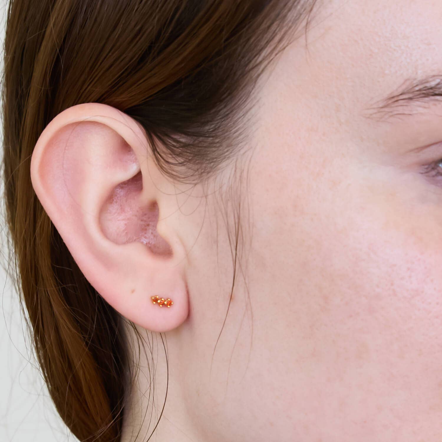 Red Garnet Gold Bar Earrings - Proper