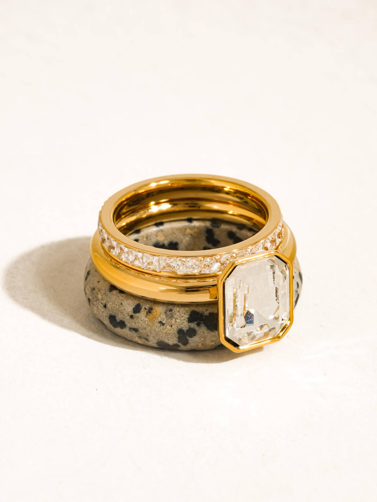 Dalmatian Stone Mixed Ring Set