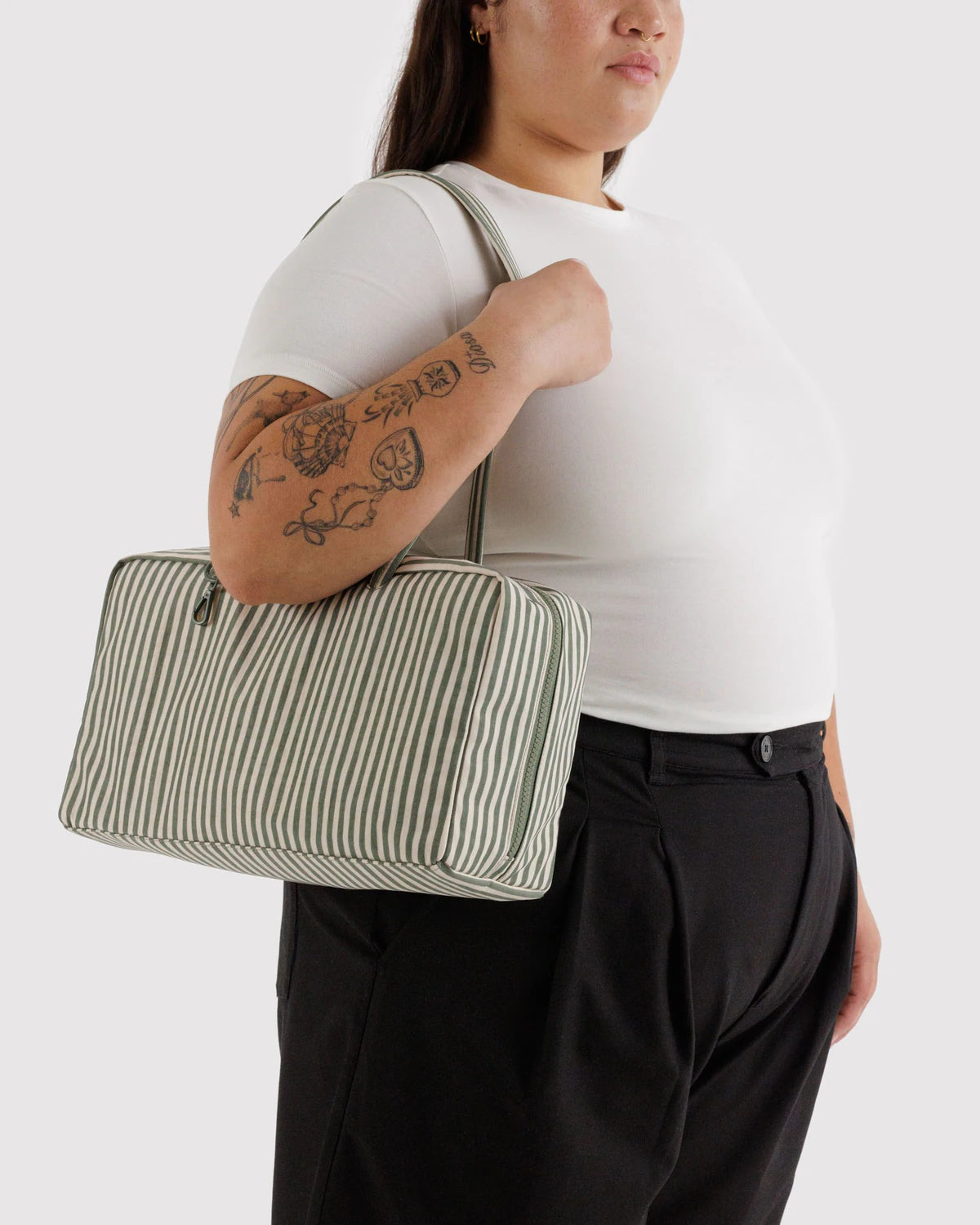 Medium Nylon Bowler Bag - Sage Stripe - Proper