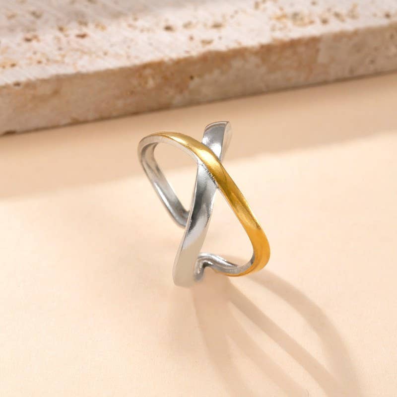 18K STAINLESS STEEL TARNISH FREE TWO TONE RING | 40R107 - Proper