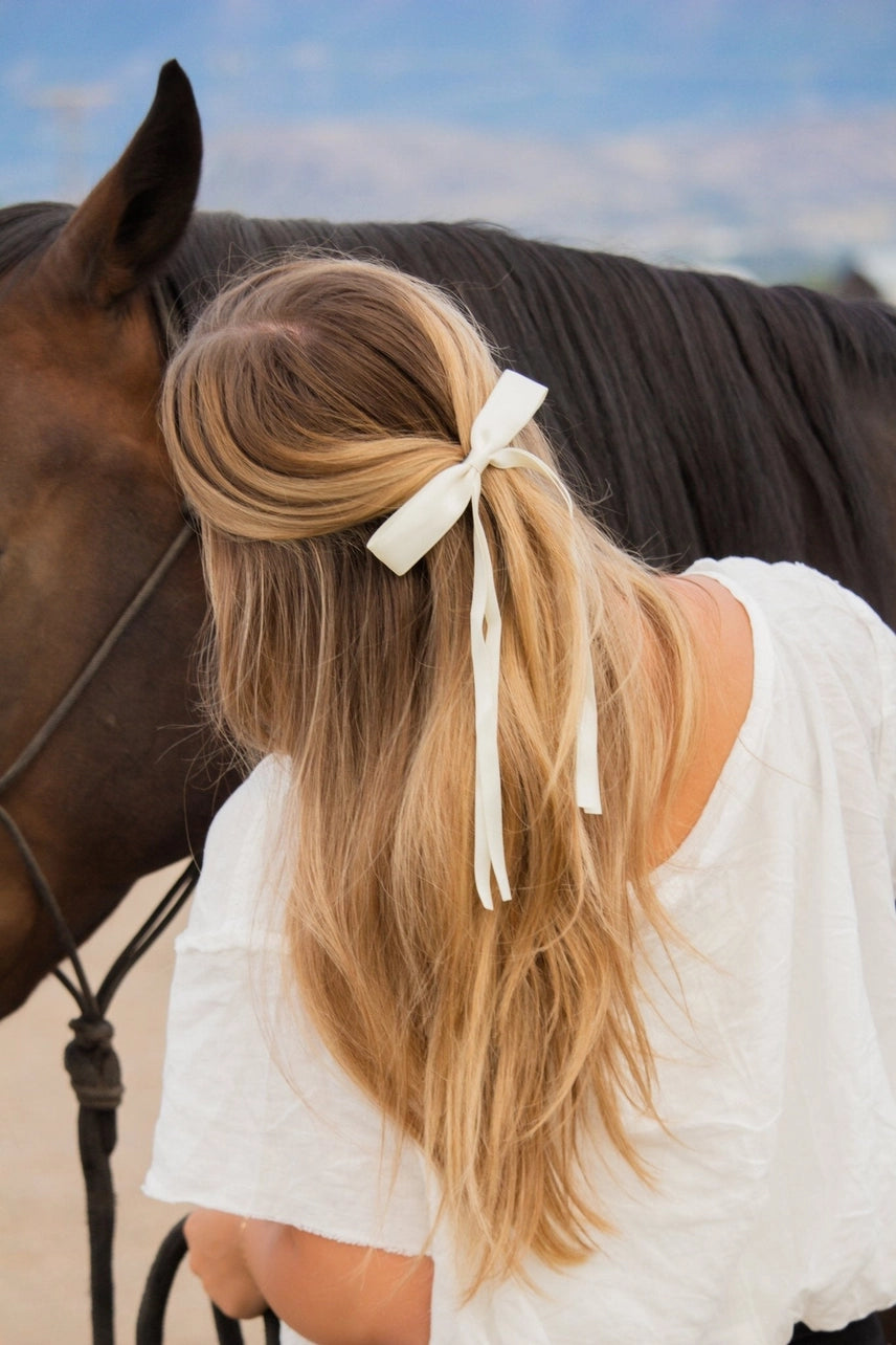 Satin Ribbon Long Bow Clip - Proper