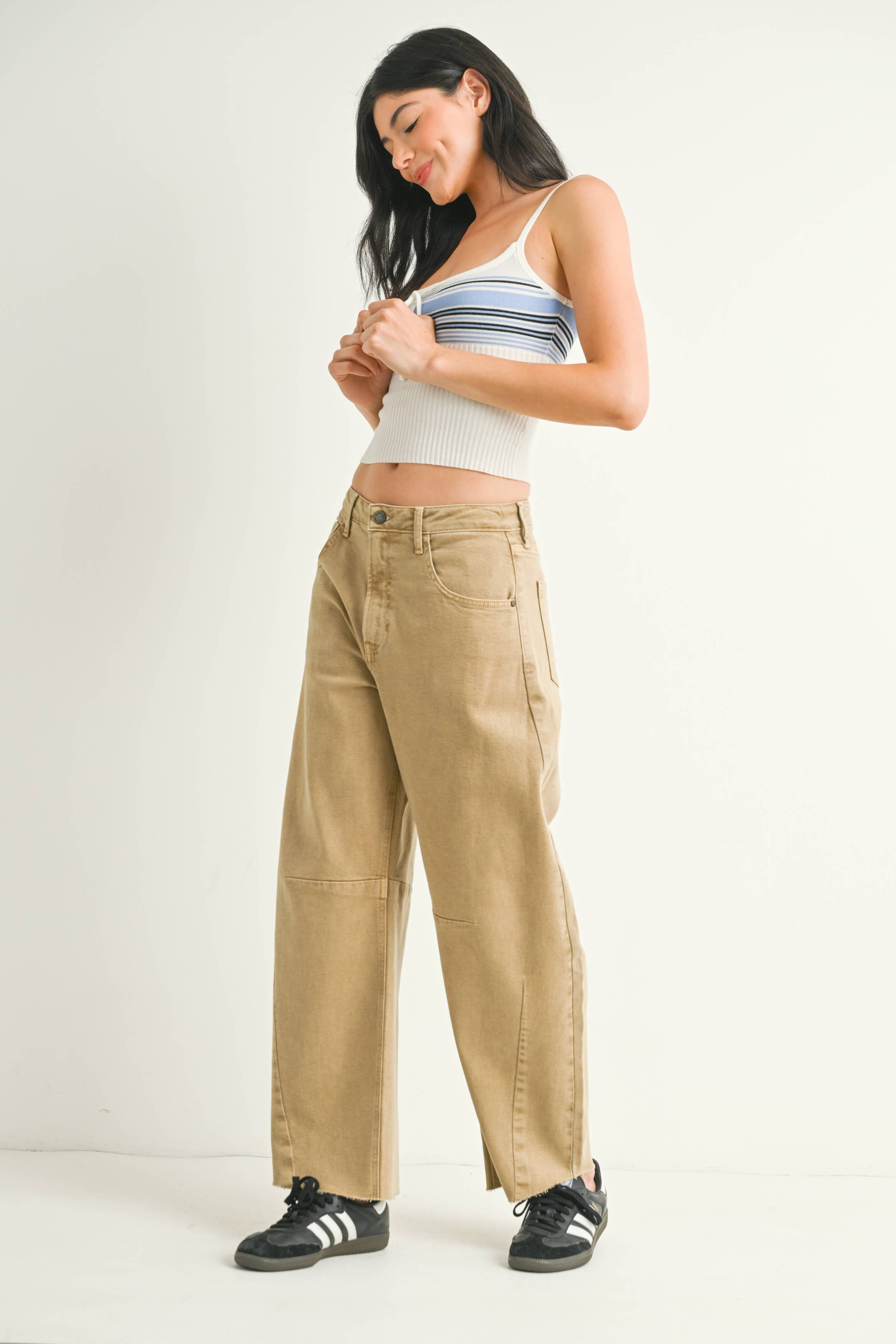 Khaki Barrel Jean with Seams - Proper