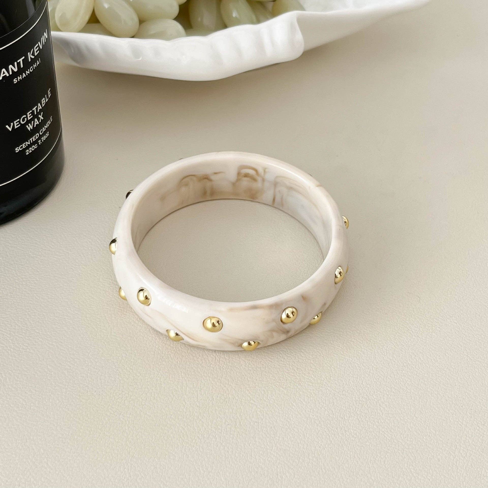 Rivet Wide Bangle Bracelet