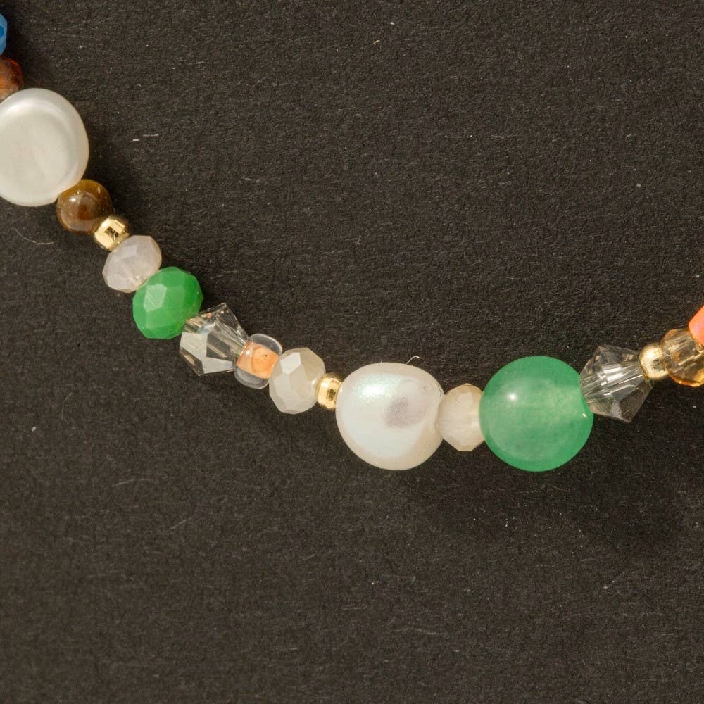 Assorted Pearl Glass Bead Charm Necklace - Proper