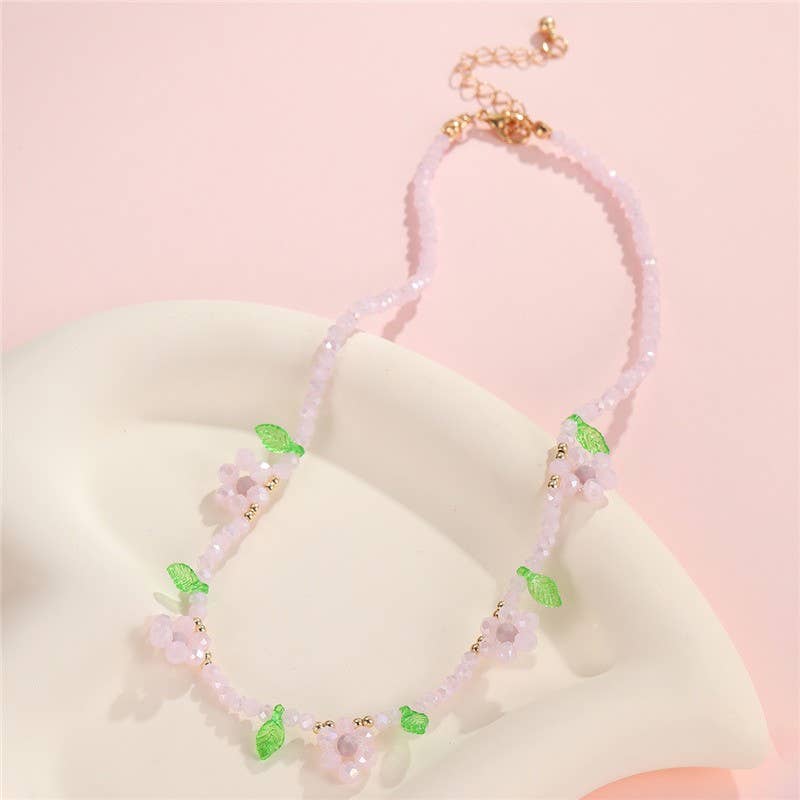 Beaded Flower Chain Necklace