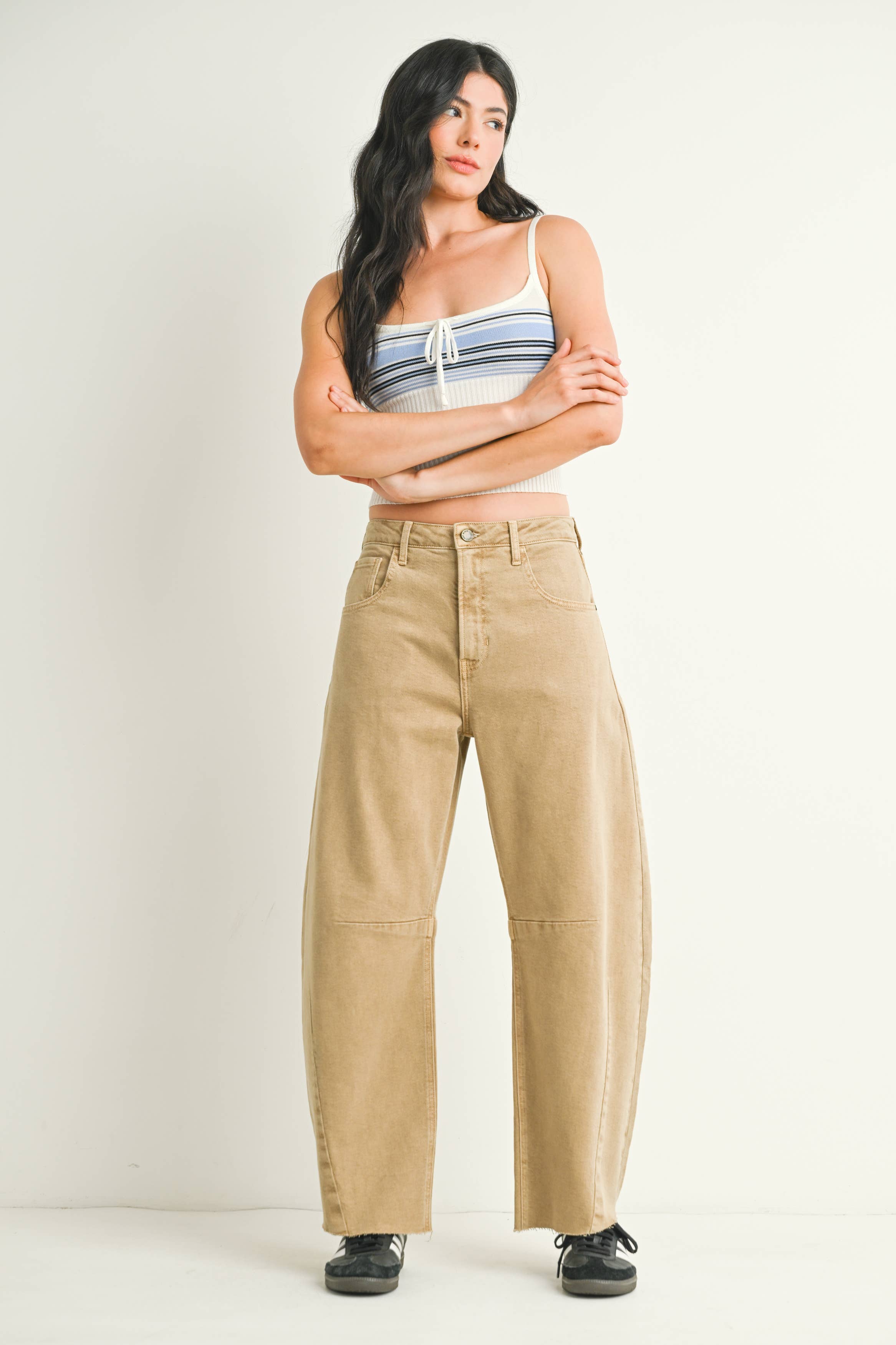 Khaki Barrel Jean with Seams - Proper