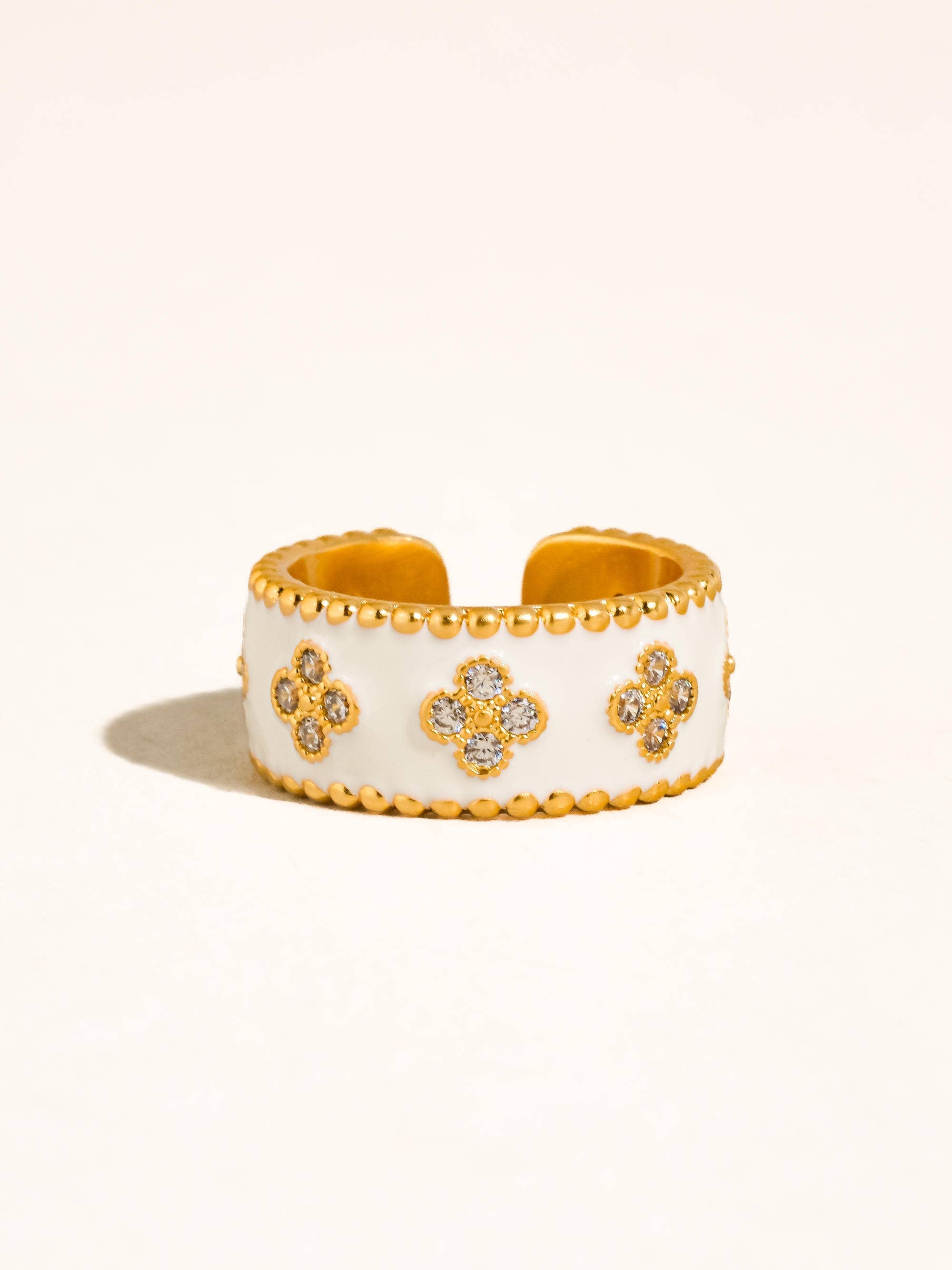 Satin Enamel Floral Band Ring