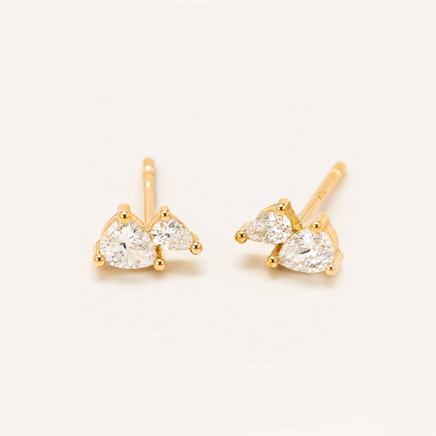 White CZ Double Teardrop Stud Earrings