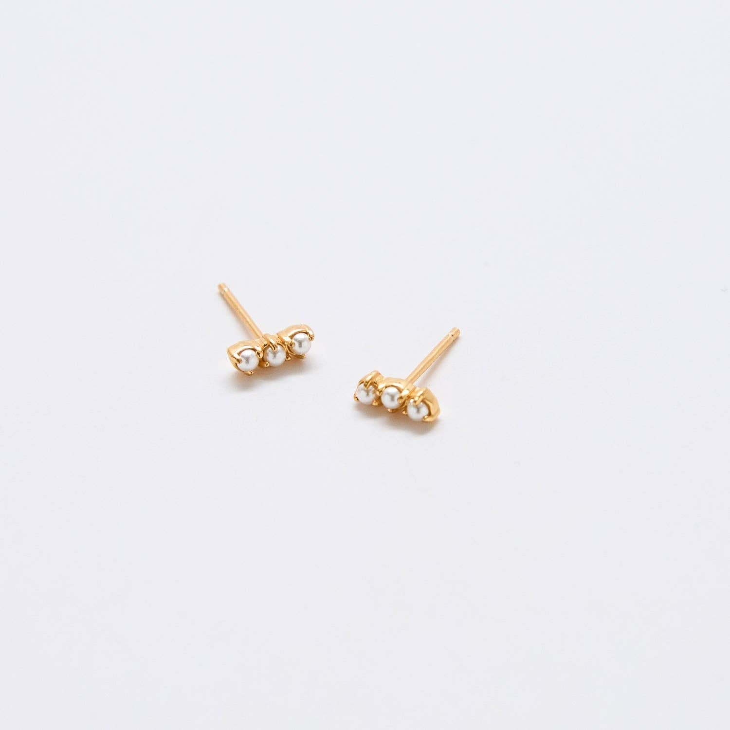 Gold Pearl Bar Earrings - Proper