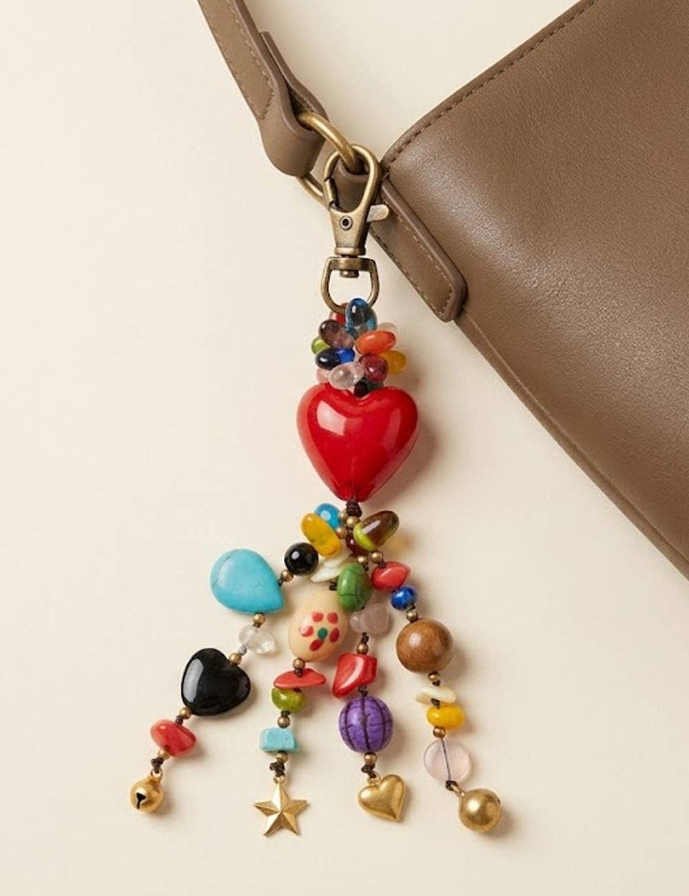 Minimalist Heart Star Beaded Tassel Bag Charm 8ZA6BBC08 - Proper