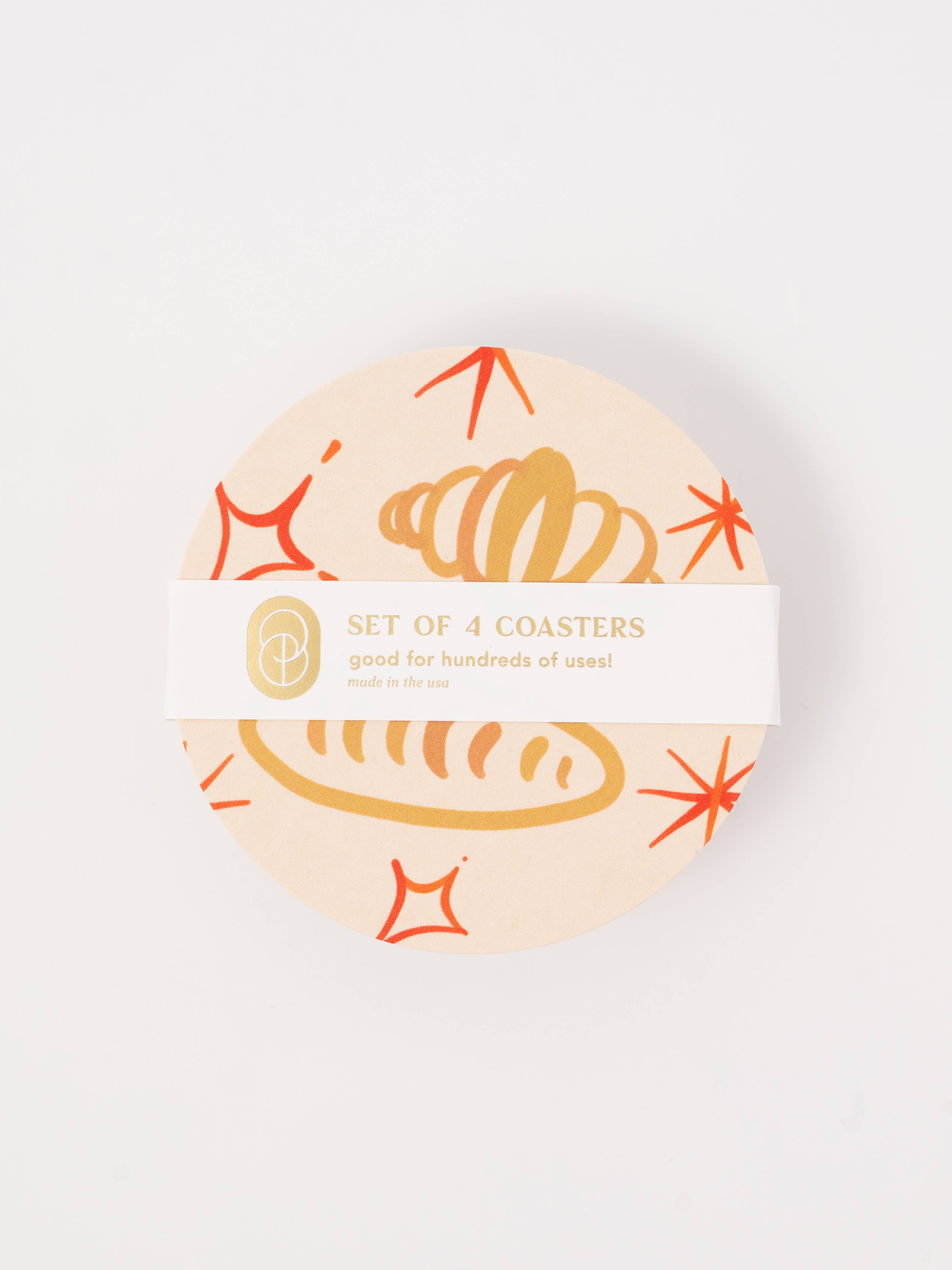 Oui Croissants Coasters - Set of Four - Proper