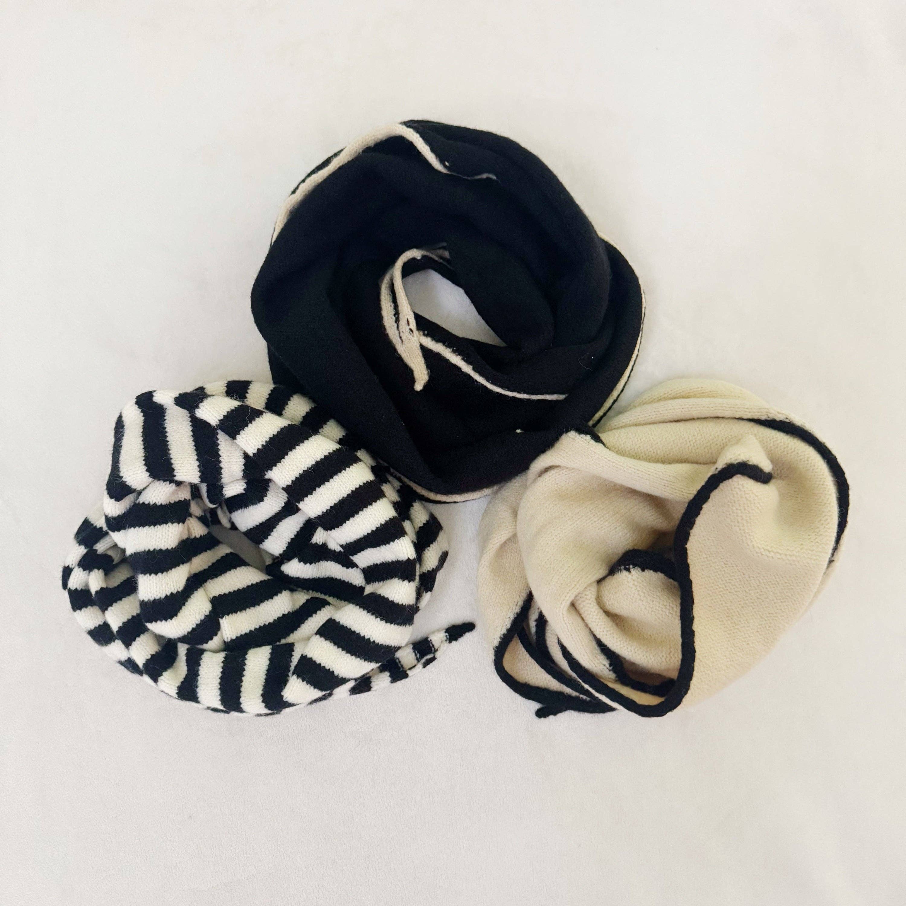 Slim Minimalist Knit Scarf – Two-Tone Cozy Yarn - Proper