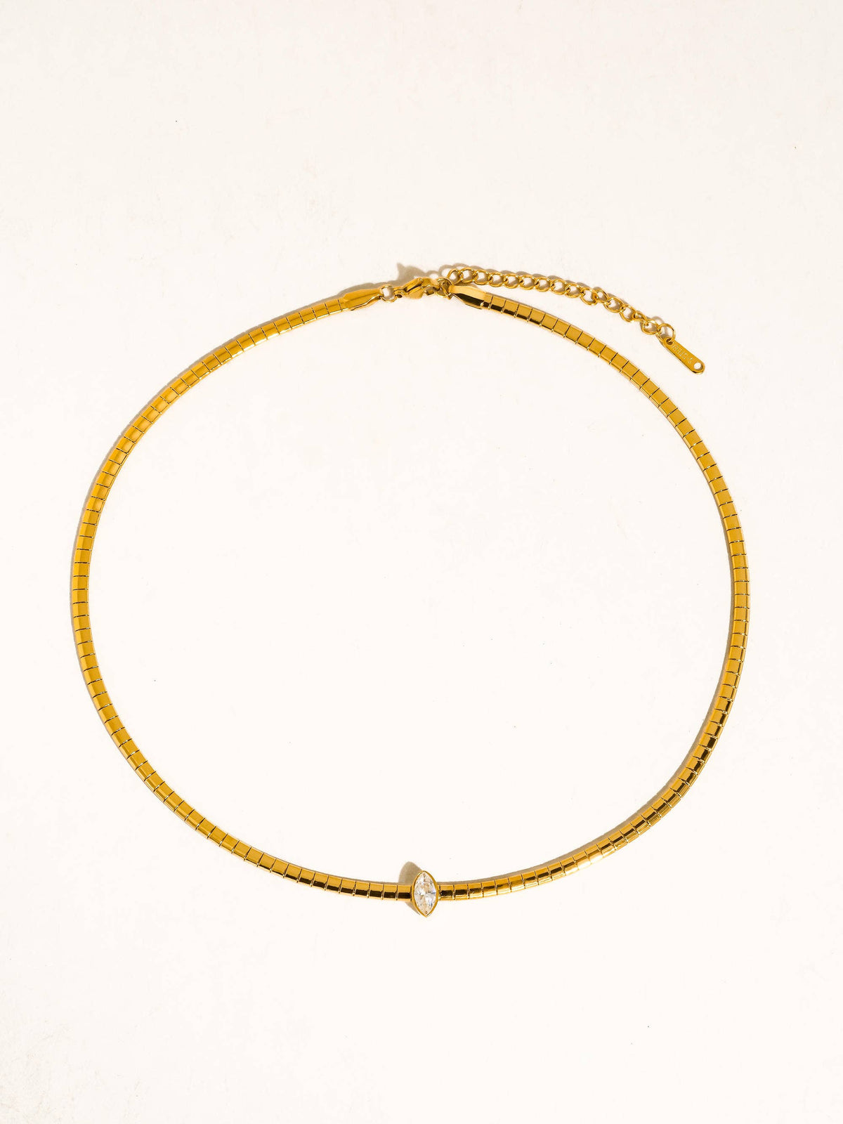 Wynter 18K Gold Non-Tarnish Marquise CZ Box Chain Choker - Proper