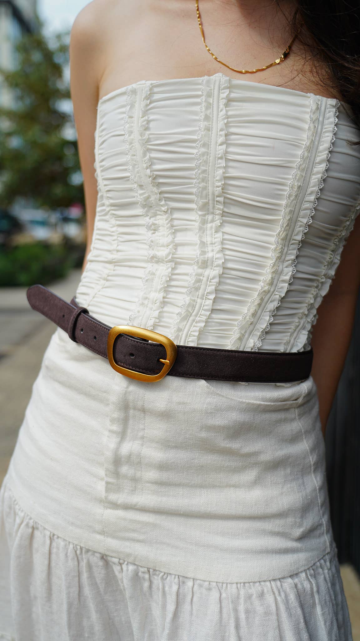 Suede Belt with Organic Shape Buckle - Proper